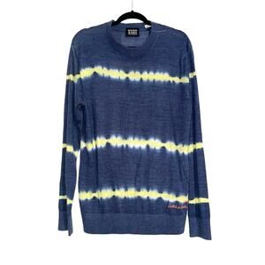 NWOT Scotch & Soda Long Sleeve Blue Tie Dye Knit Crewneck Sweater MEDIUM